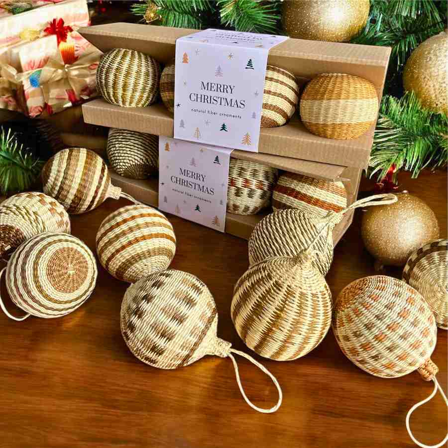 Christmas Balls Ornaments Earthy Tones