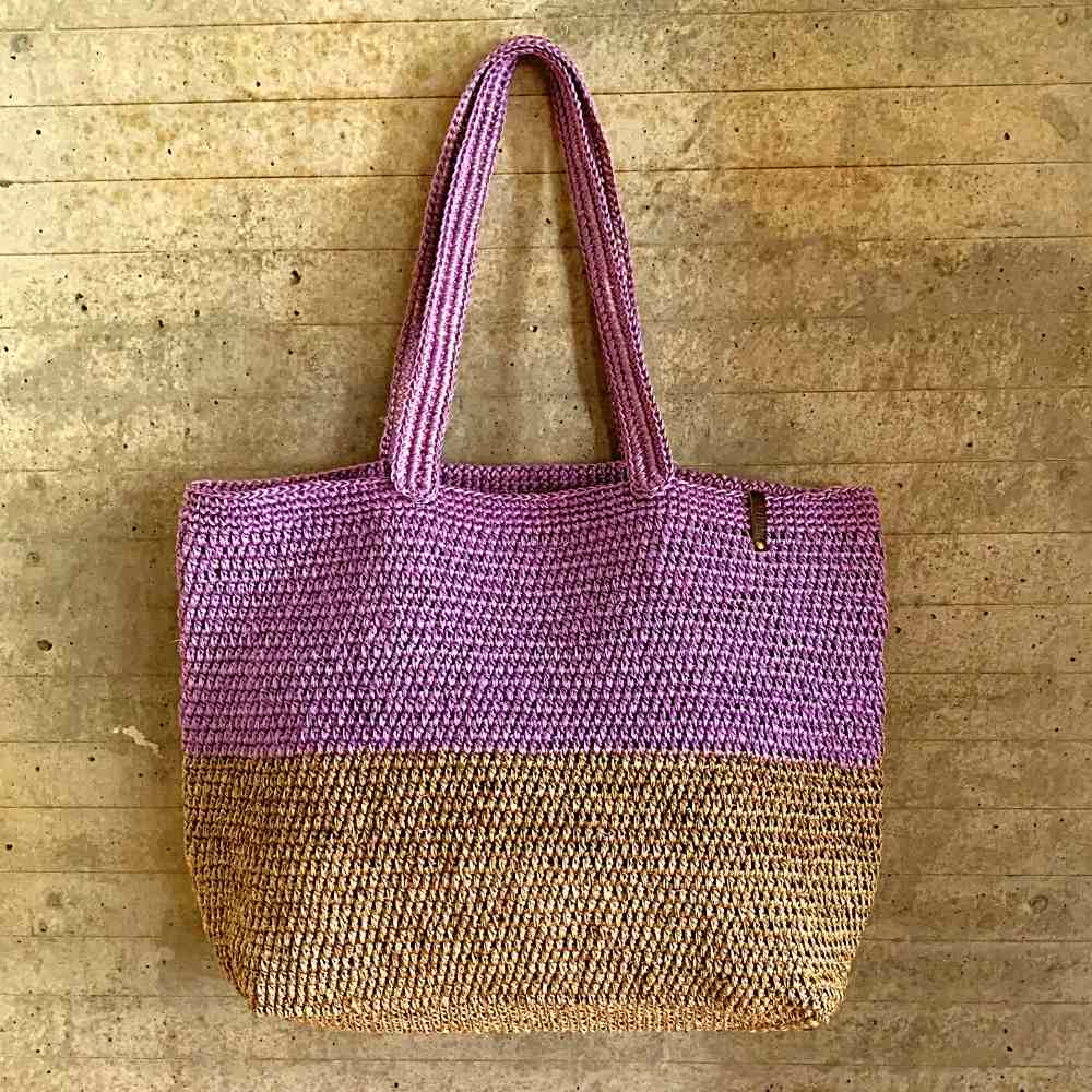Lilac Boho Tote Sisal Natural Shoulder Bag
