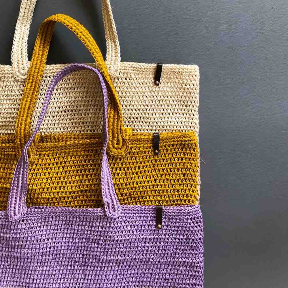 Lilac Boho Tote Sisal Natural Shoulder Bag
