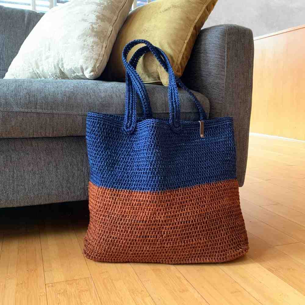 Blue & Copper Boho Tote Shoulder Bag