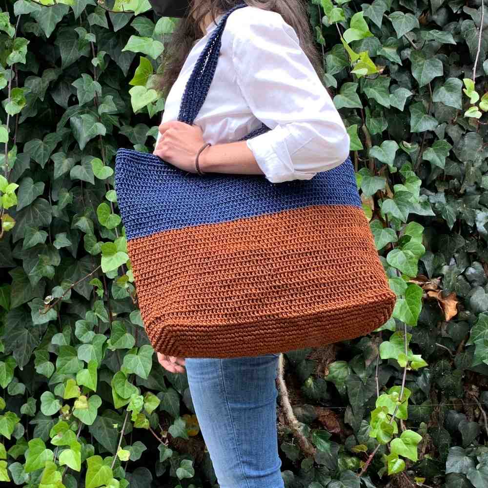 Blue & Copper Boho Tote Shoulder Bag