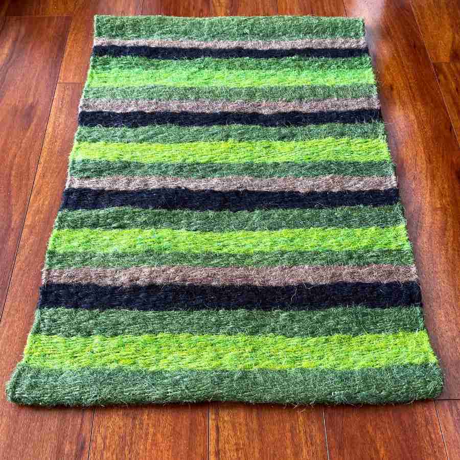 Green Stripes Sisal Rug - Sisal Entryway Rug | CoffeeRugs